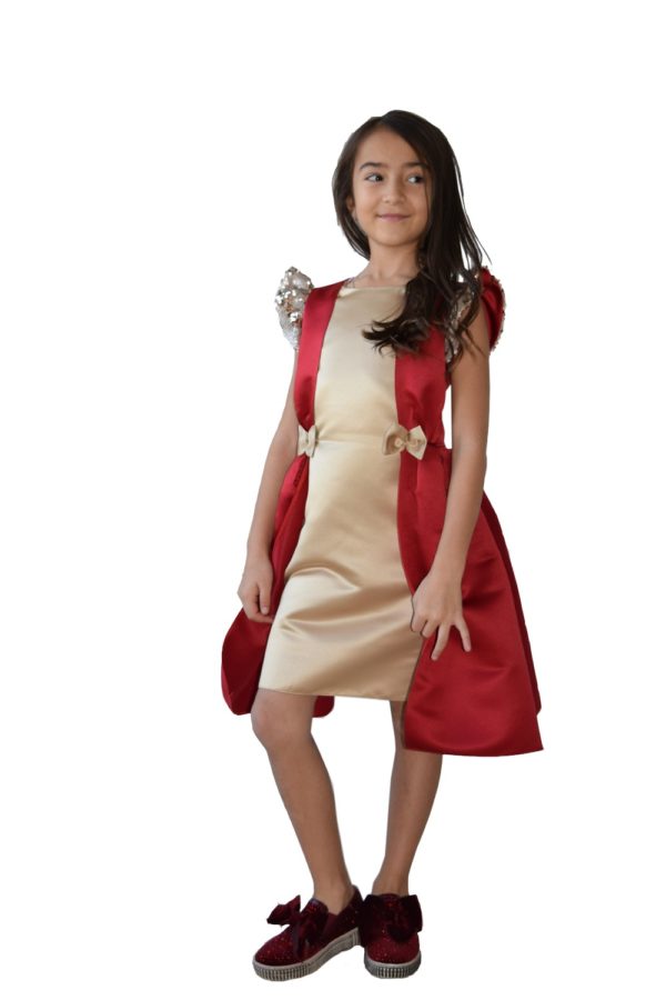 Rochie fete roșie de Crăciun Belle, haine copii Craciun