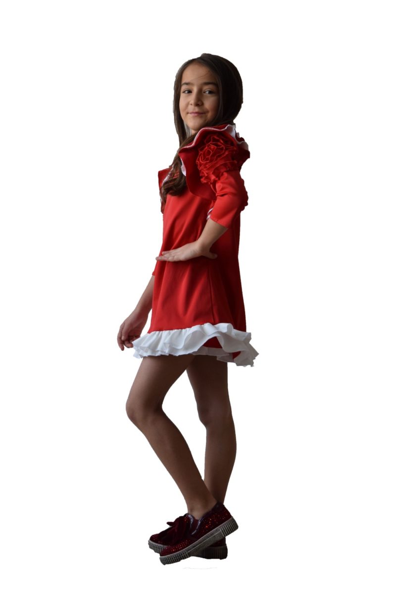 Rochie fete roșie Christmas Flower - haine copii Craciun - rochite fete